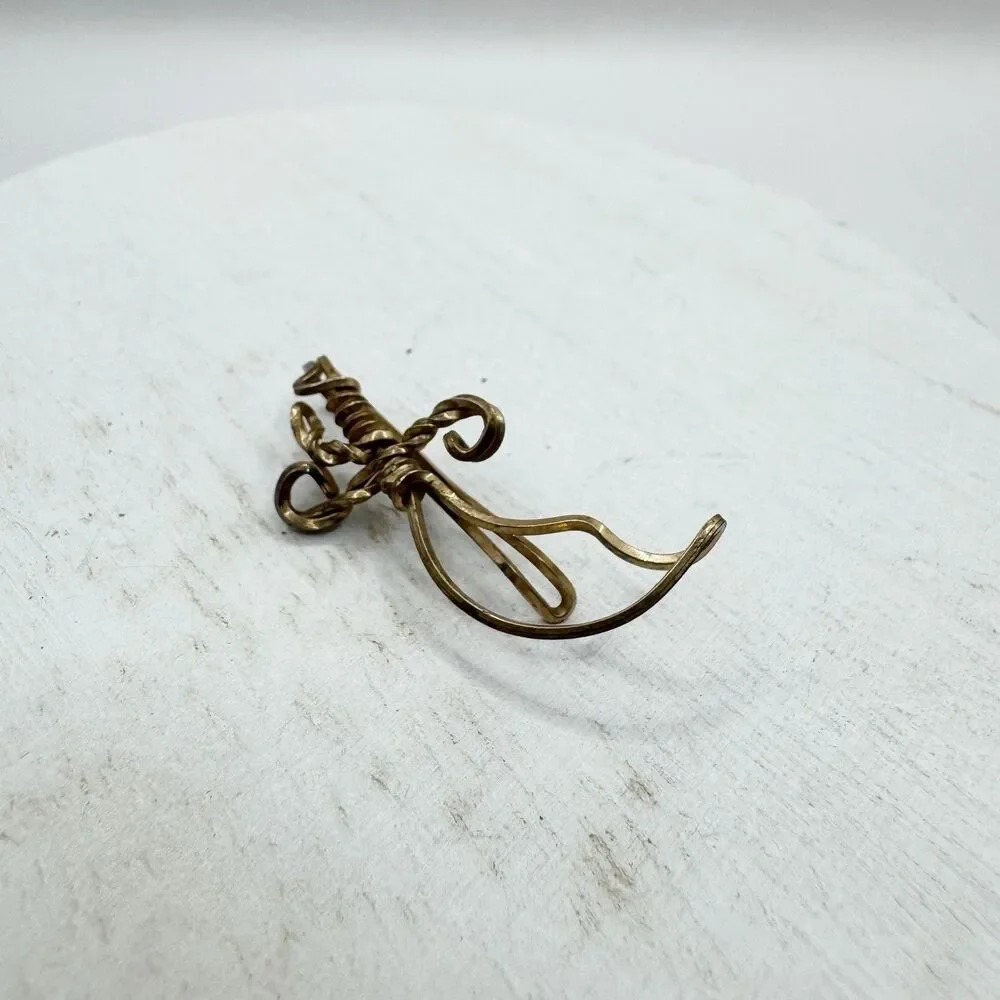 Vintage Wire Scimitar Sword Tie Clip